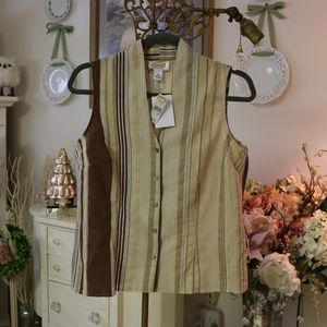 NEW Talbots Petites Button Tank With Brown Tones